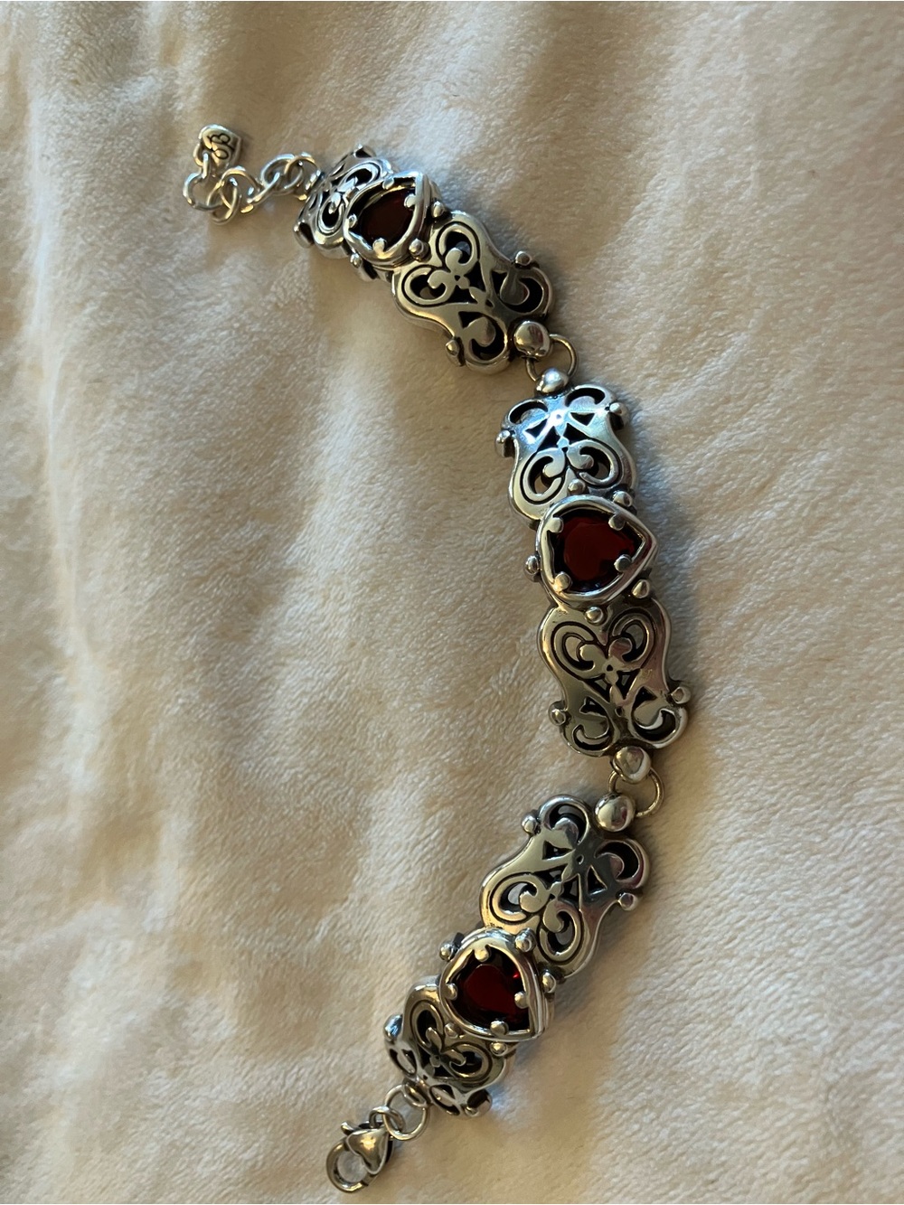 Brighton Silver-Tone Bracelet with Deep Red Stones